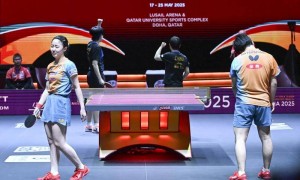 世乒​赛:王楚钦/孙颖莎3-1逆转日​本组合 晋级混双半决赛