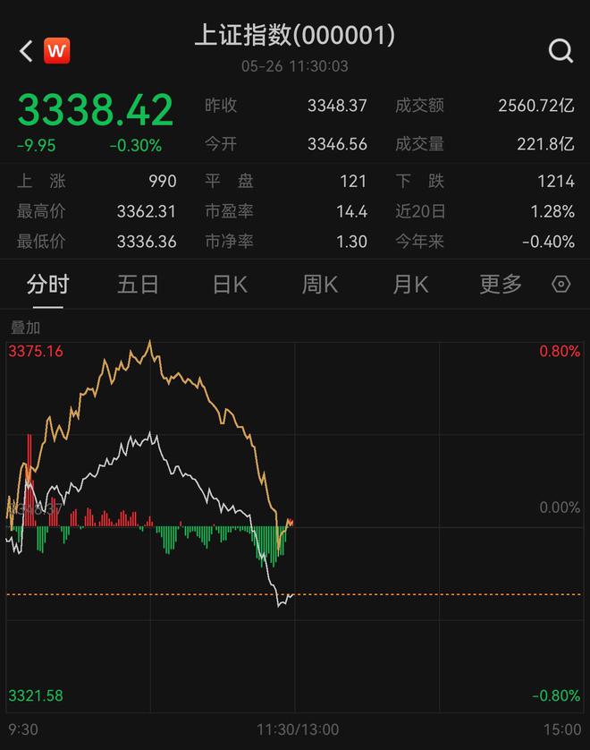 沪指午盘跌0.3%，医药股领跌